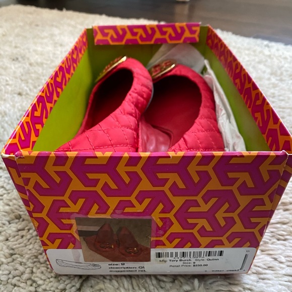 Red quilted Tory Burch flats - Picture 6 of 7